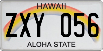 HI license plate ZXY056