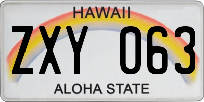 HI license plate ZXY063