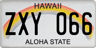 HI license plate ZXY066