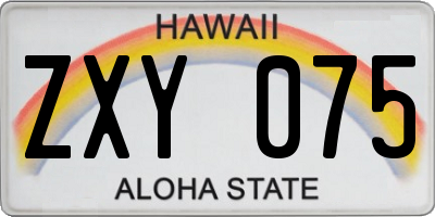 HI license plate ZXY075