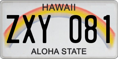 HI license plate ZXY081