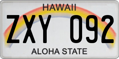 HI license plate ZXY092