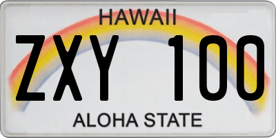 HI license plate ZXY100