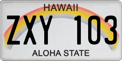 HI license plate ZXY103