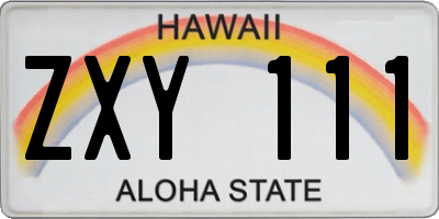 HI license plate ZXY111