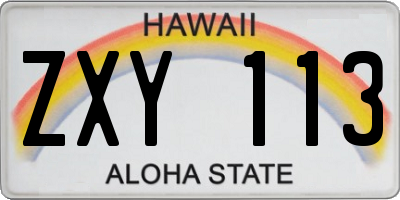 HI license plate ZXY113
