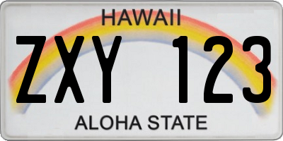 HI license plate ZXY123