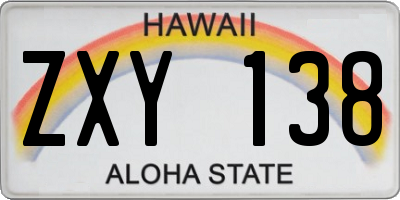 HI license plate ZXY138