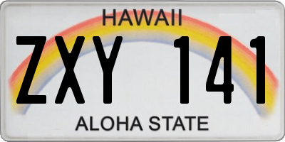 HI license plate ZXY141