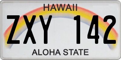 HI license plate ZXY142