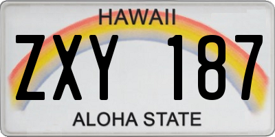 HI license plate ZXY187