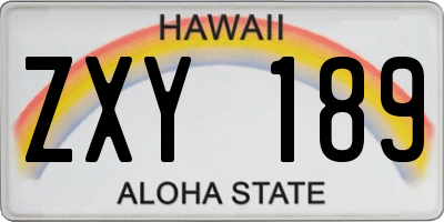 HI license plate ZXY189