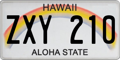 HI license plate ZXY210