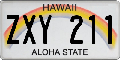 HI license plate ZXY211