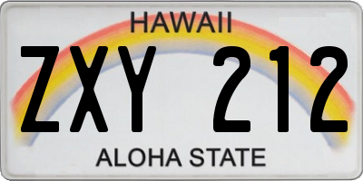 HI license plate ZXY212