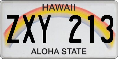 HI license plate ZXY213