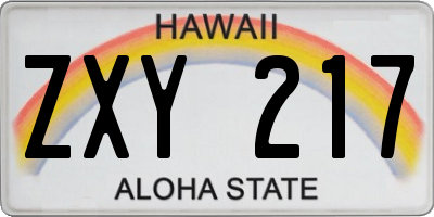 HI license plate ZXY217