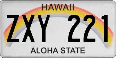 HI license plate ZXY221