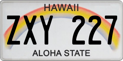 HI license plate ZXY227