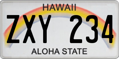 HI license plate ZXY234