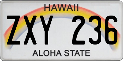 HI license plate ZXY236