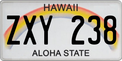 HI license plate ZXY238