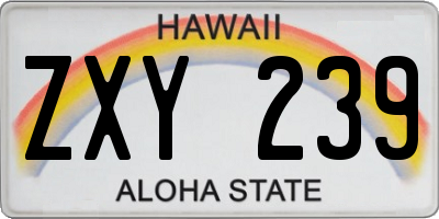 HI license plate ZXY239