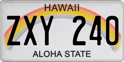 HI license plate ZXY240