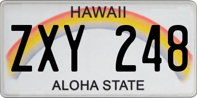 HI license plate ZXY248