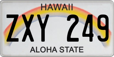 HI license plate ZXY249
