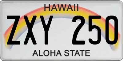 HI license plate ZXY250