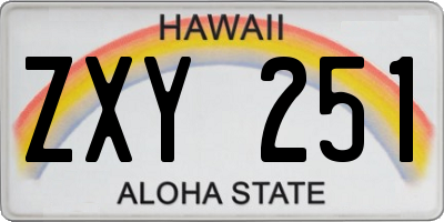 HI license plate ZXY251