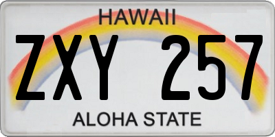 HI license plate ZXY257