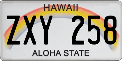 HI license plate ZXY258