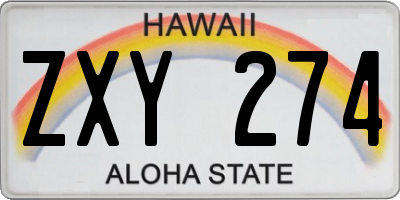 HI license plate ZXY274