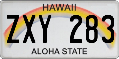 HI license plate ZXY283