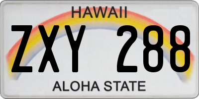 HI license plate ZXY288