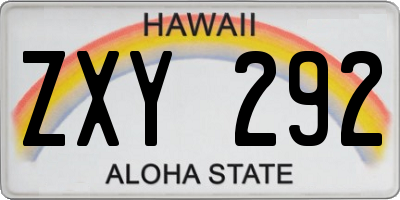 HI license plate ZXY292