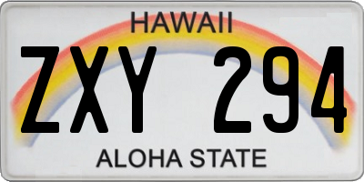 HI license plate ZXY294