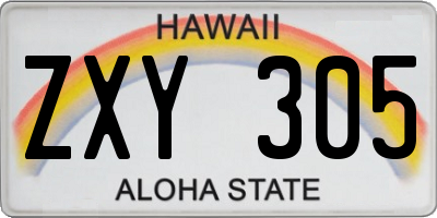 HI license plate ZXY305