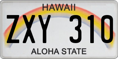 HI license plate ZXY310