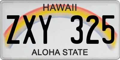 HI license plate ZXY325