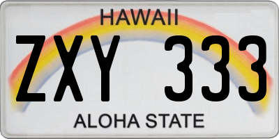 HI license plate ZXY333
