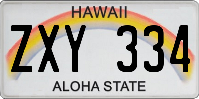 HI license plate ZXY334