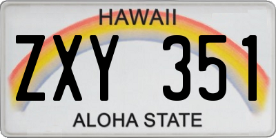 HI license plate ZXY351