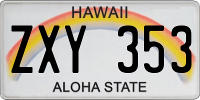 HI license plate ZXY353