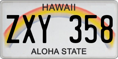 HI license plate ZXY358