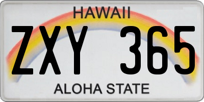 HI license plate ZXY365