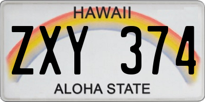 HI license plate ZXY374