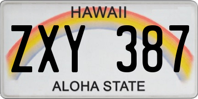 HI license plate ZXY387